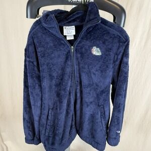 Gonzaga Bulldogs Navy Embroidered Full Zip Plush Fleece Jacket Size Large EUC